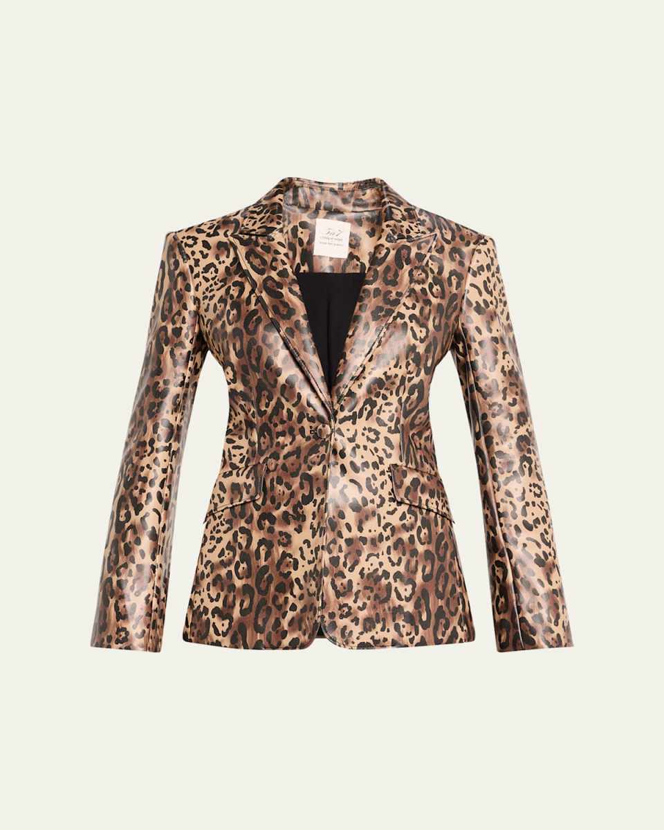 Leopard Faux Leather Blazer